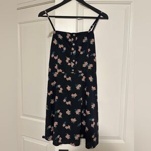 Hollister Floral Print Black Lined Button Mini Dress Size Medium Womens